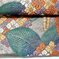 ワンタッチ帯　くらわん帯　正絹袋帯リメイク　濃緑紫陽花藤文様　作り帯　 8枚目の画像