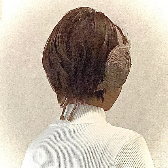 【ふんわりあったかメリノウール】Ear Dome Muff〜あなたにフィットするイヤーマフ〜  プラムレッド 4枚目の画像