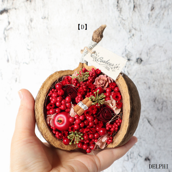 【D】ブッダナッツのアレンジメント（レッドベリー＆アップル）【D】【プリザーブドフラワー】クリスマスの飾り　縁起物　赤 5枚目の画像