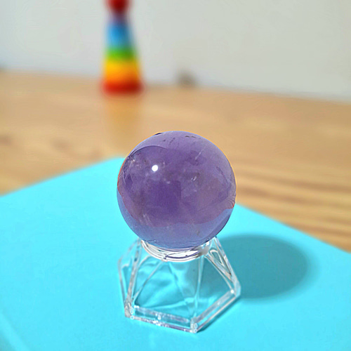 高透明 綺麗☆美極濃紫 アメジスト 丸玉 4個セット 台座付き
