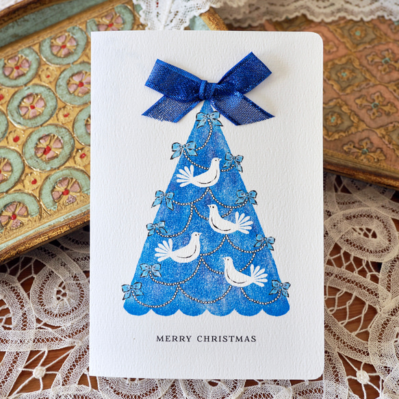 CHRISTMAS CARD -   Christmas Tree -Fantail Pigeon  2PC SET 5枚目の画像
