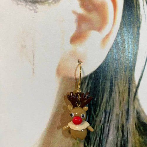 クリスマス ミニチュアサンタ&トナカイピアスorイヤリング ピアス 