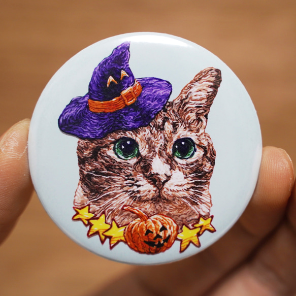 『缶バッジ 56mm』ハロウィン ねこさん 1枚目の画像