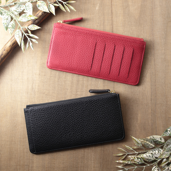 お札を折らないフラグメントケース/コンパクト長財布 イタリアンレザー