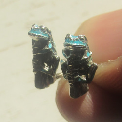 ＜＜前向きカエルのピアス空色　ペア＞＞　アマガエル 1枚目の画像