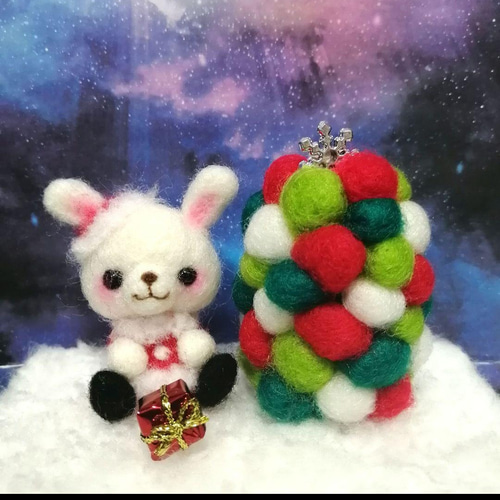 羊毛フェルト サンタウサギ クリスマス ハンドメイド 近かっ 羊毛フェルト サンタウサギ クリスマス ハンドメイド 近かっ
