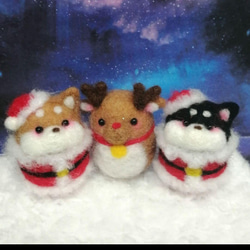 羊毛フェルト　クリスマス　黒柴サンタ 2枚目の画像