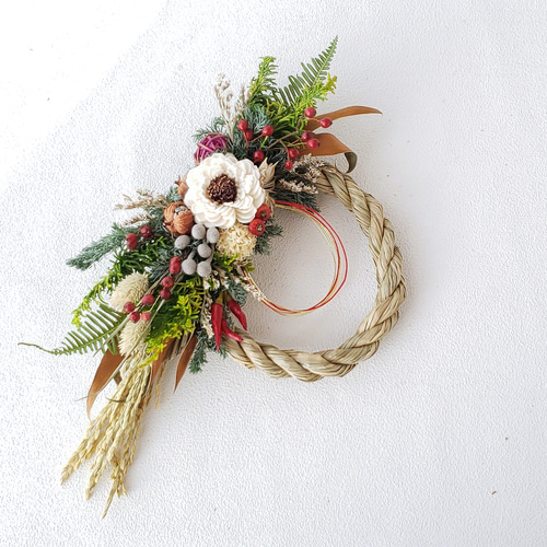 しめ縄飾り お正月飾り ドライフラワー しめ縄・しめ飾り 瑠花 通販