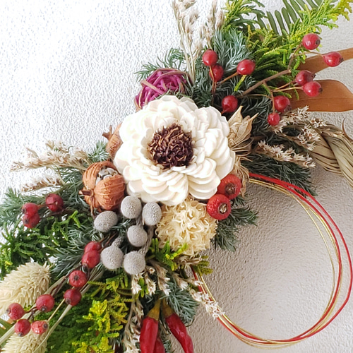 しめ縄飾り お正月飾り ドライフラワー しめ縄・しめ飾り 瑠花 通販