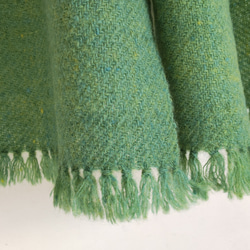 手紡ぎ手織り 羊毛（ウール）１００％ストール きみどり 10枚目の画像