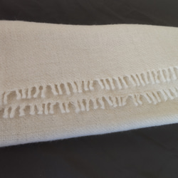 手紡ぎ手織り 羊毛（ウール）１００％ストール ホワイト 8枚目の画像