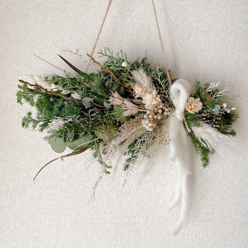 クリスマススワッグ 横長スワッグ ドライフラワー スワッグ 冬