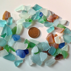 海の宝石☆シーグラス　/ ビーチグラス /  ハンドメイド素材  　小粒・ミックス100g パッケージ 6枚目の画像