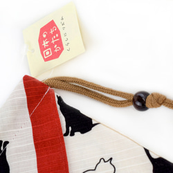 風呂敷　弁当巾着　お弁当包み　綿100％　日本のかたち　アニマル　ねこ　パンダ　2種類　日本製　25×15×8.5cm 5枚目の画像