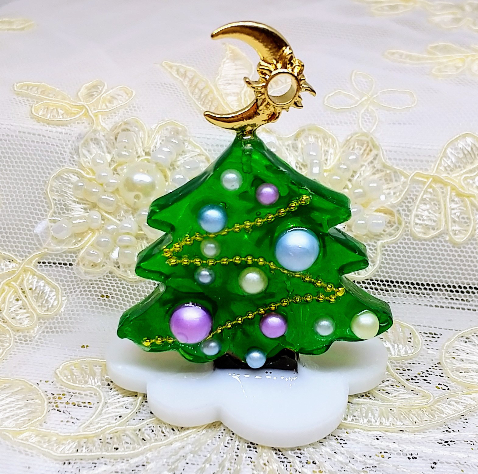 卓上クリスマスツリーミニ チェコ発 ⌘ 大粒ウランガラスのミニ