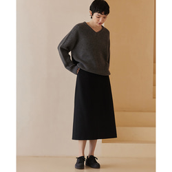 シンプル通勤スカート　ゴムウエストスカート　中厚スカート　ブラック　S-XL#398 12枚目の画像