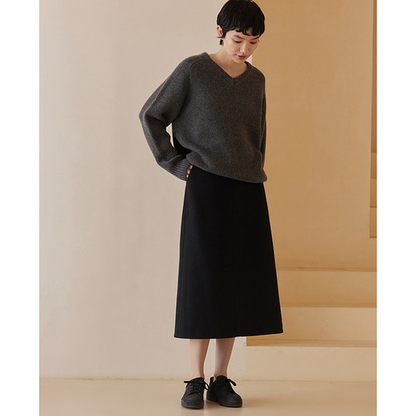 シンプル通勤スカート　ゴムウエストスカート　中厚スカート　ブラック　S-XL#398 12枚目の画像