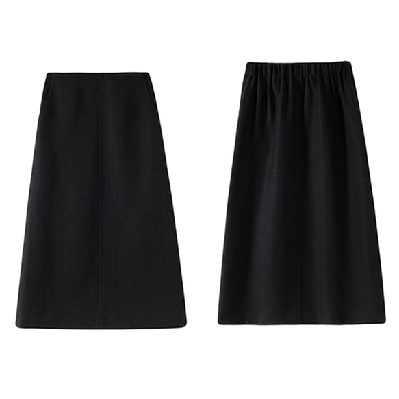 シンプル通勤スカート　ゴムウエストスカート　中厚スカート　ブラック　S-XL#398 16枚目の画像