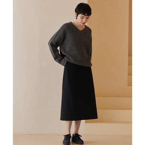 シンプル通勤スカート　ゴムウエストスカート　中厚スカート　ブラック　S-XL#398 4枚目の画像