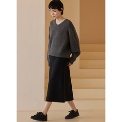 シンプル通勤スカート　ゴムウエストスカート　中厚スカート　ブラック　S-XL#398 7枚目の画像