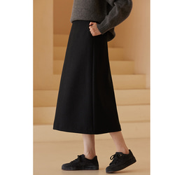 シンプル通勤スカート　ゴムウエストスカート　中厚スカート　ブラック　S-XL#398 10枚目の画像