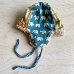 保暖冬帽（約54）大象/藍色 第3張的照片