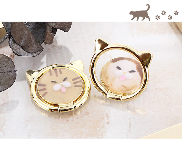 携帯雑貨 スマホ ハードケース スマホリング リングストラップ デコ かわいい ねこ cat 猫 ring-14 4枚目の画像