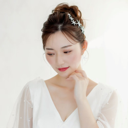 MA186 星型ヘッドドレス スターモチーフ ジルコニア ブライダル ヘアアクセサリー 結婚式 前撮り 4枚目の画像