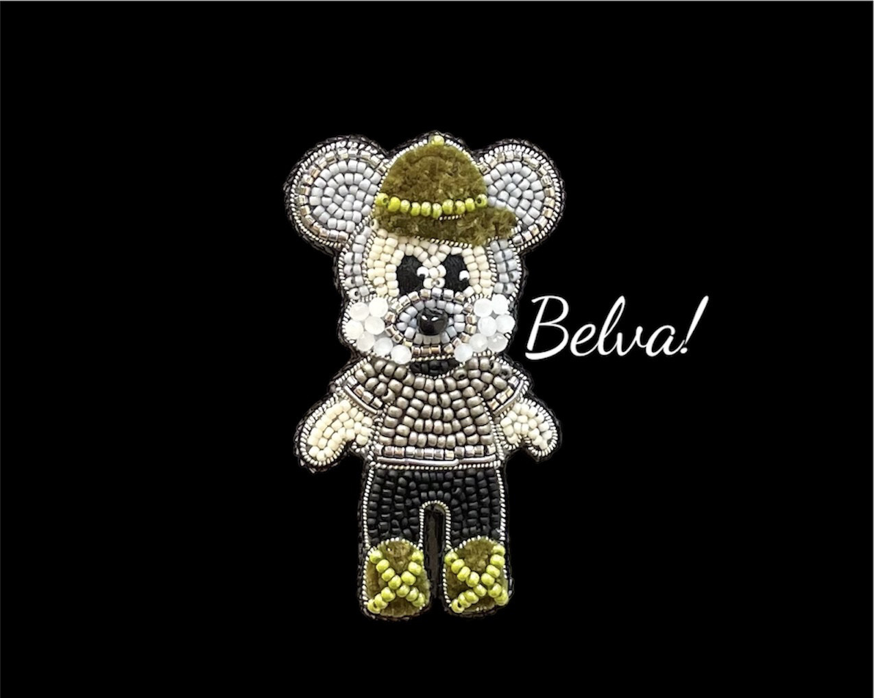 くまちゃんの誕生日会 立体ビーズ刺繍オブジェ ハンドメイド