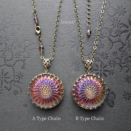 デイジー ヴィンテージ王冠台座 チェコガラスボタン 27mm