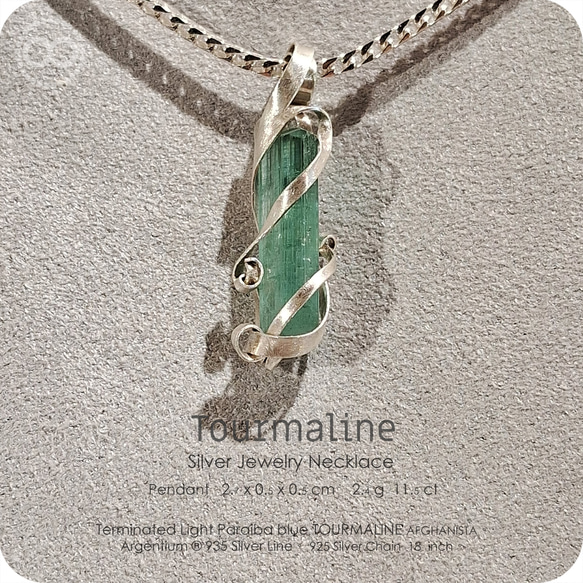 H232 Terminated Tourmaline Silver Jewelry Necklace 第2張的照片