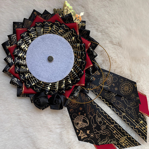 手作り 音符螺旋缶バッジロゼット 7色 バッジ飾り リボン飾り アニメ