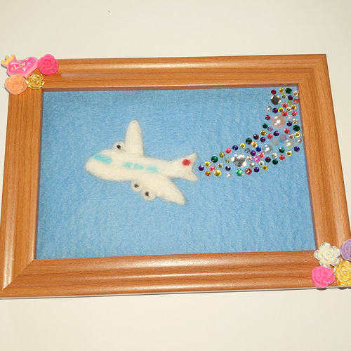 羊毛フェルトアートフレーム飛行機 羊毛フェルト ちょこらぼ 通販