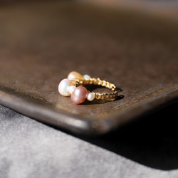 【戒指或耳夾！ ] 柔和的顏色和白色淡水珍珠耳夾（一隻耳朵）（#1098） 第11張的照片