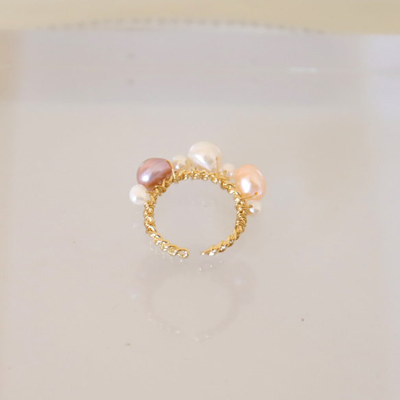 【戒指或耳夾！ ] 柔和的顏色和白色淡水珍珠耳夾（一隻耳朵）（#1098） 第8張的照片