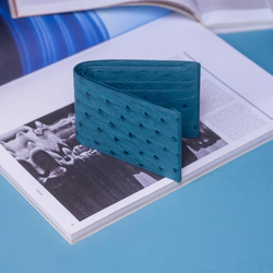 高級オーストリッチ革使用した二つ折り財布。手縫い財布です 5枚目の画像