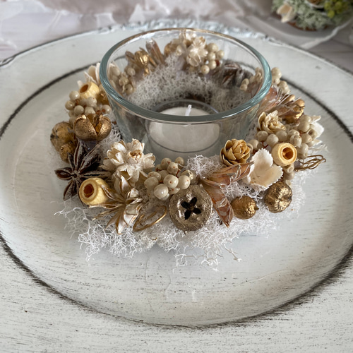 サンプル＊ドライフラワーのスワッグ&キャンドルリースのセット＊