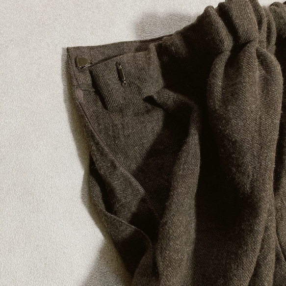 ラミーリネンウール ロングパンツ ワイドパンツ color : ブラウン・ブラック〈送料無料〉 8枚目の画像
