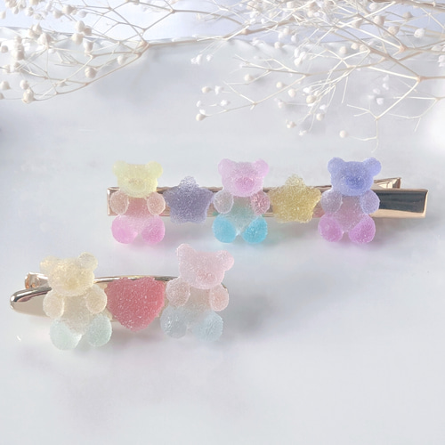 新色追加！ パステルカラー ゆめかわ くまグミ レジン クリップ