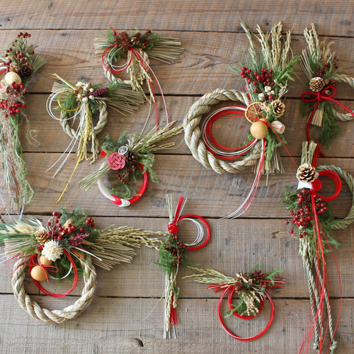 お正月飾り ☆一点物☆ 水引 縦 A しめ縄・しめ飾り 花香枯高 kakacoco