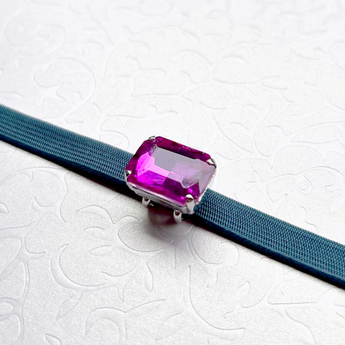 ○帯留 bijou rectangle○fuchsia pink 帯留め uzuz works 通販