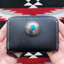 LUCKY JOHN】本革ミニウォレット二つ折りコンチョ付き鎌倉