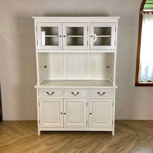 穴あけ加工済】アンティーク調 マホガニー カップボードキャビネット