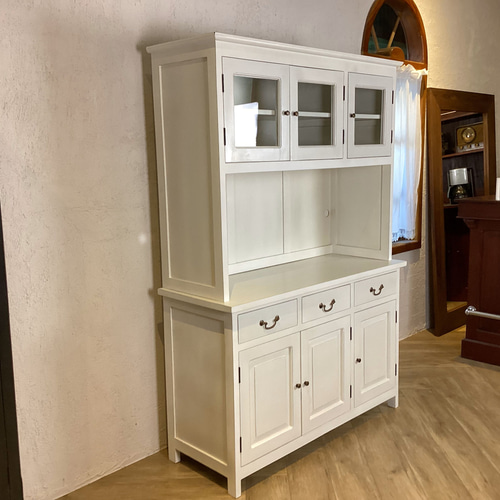 穴あけ加工済】アンティーク調 マホガニー カップボードキャビネット