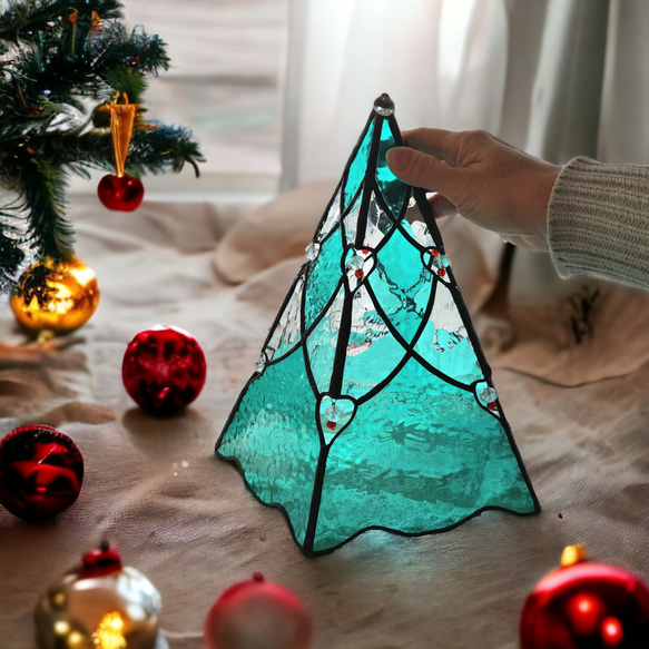 クリスマスツリー　ステンドグラス雑貨　クリスマス置物　インテリアアイテム　一点物　サンキャッチャー　マスコット　送料無料 15枚目の画像