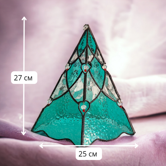 クリスマスツリー　ステンドグラス雑貨　クリスマス置物　インテリアアイテム　一点物　サンキャッチャー　マスコット　送料無料 4枚目の画像