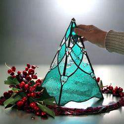 クリスマスツリー　ステンドグラス雑貨　クリスマス置物　インテリアアイテム　一点物　サンキャッチャー　マスコット　送料無料 3枚目の画像