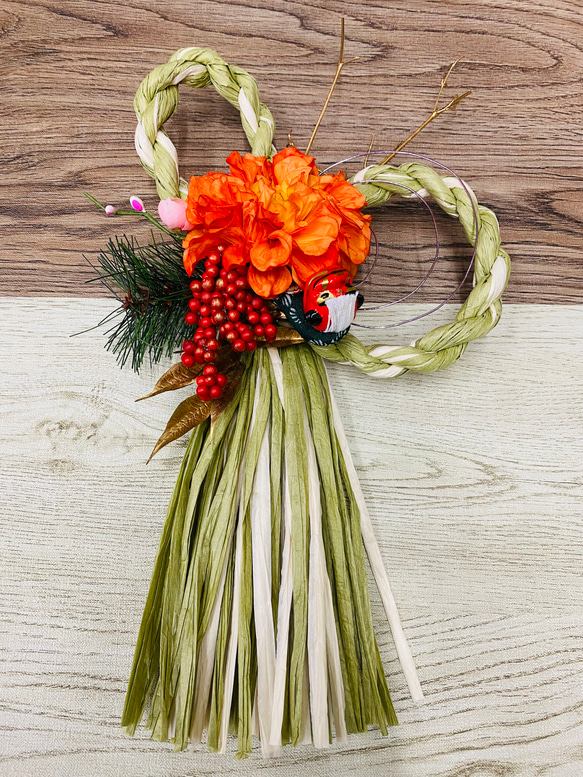 一点物【正月飾り】あじさいメインのしめ縄 しめ縄・しめ飾り AN 通販