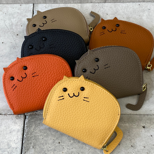 本革】ネコじゃばらカードケース／ギフト ネコアイテム ネコグッズ