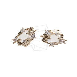 ERG-2572-G【2個入り】ガラススクエアピアス/Glass Square Post Earrings 1枚目の画像